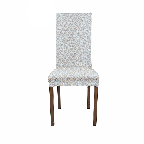 Еврочехол Чехол на стул со спинкой 50 см Фло Натуральный (2 штуки)