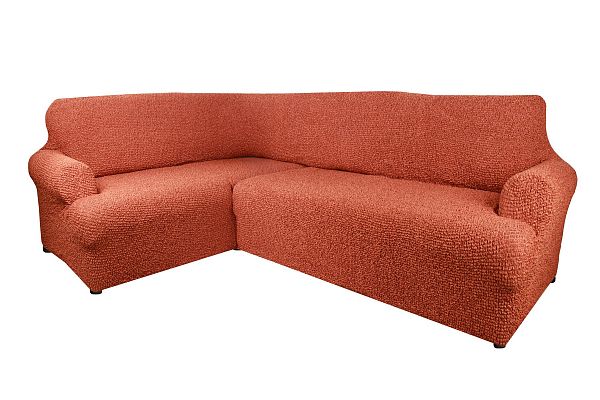 Еврочехол Чехол на классический угловой диван "Аричиато" Медитеранио терракотовый