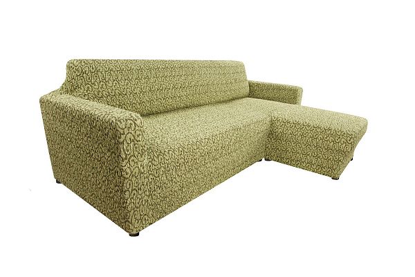 Еврочехол Чехол на угловой диван с выступом справа "Тела" Безарро зеленый